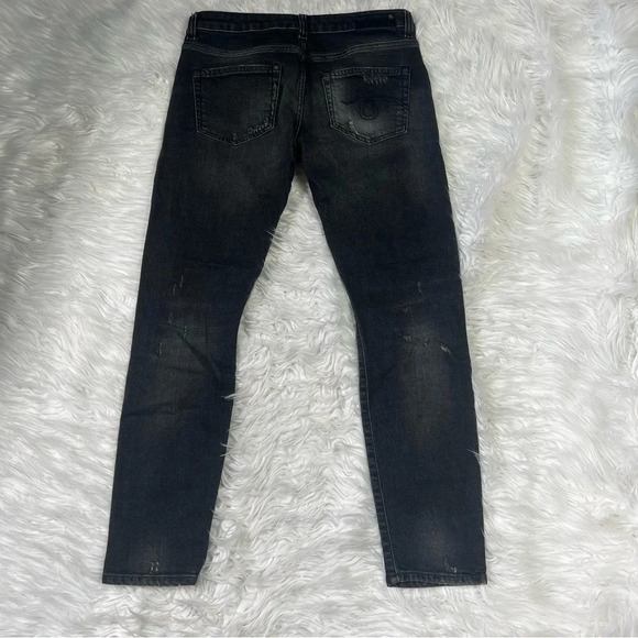 R13 Boy Skinny Washed Black Jeans Denim Distressed Ripped 25 Mid Rise Women - Picture 15 of 16